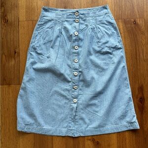 Madewell Chambray Midi Skirt with Buttons